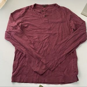 Theory Maroon men’s 2 button long sleeve t shirt theory sz x small
